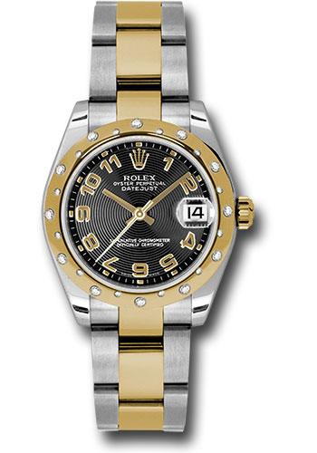 Rolex Steel and Yellow Gold Datejust 31 Watch - 24 Diamond Bezel - Bla