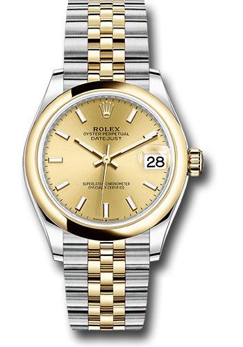 Rolex Steel and Yellow Gold Datejust 31 Watch Domed Bezel Champagn