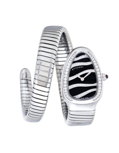 Bvlgari Serpenti Tubogas Quartz Black Dial Steel Diamond  display picture 1