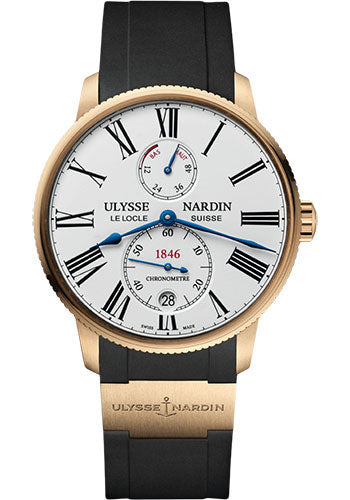 Ulysse Nardin Marine Torpilleur 42 mm - Rose Gold Case - White Dial - Rubber Strap