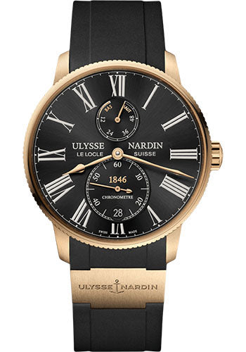 Ulysse Nardin Marine Torpilleur 42 mm - Rose Gold Case - Black Dial - Rubber Strap