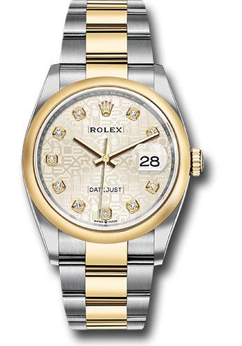 Rolex Steel and Yellow Gold Rolesor Datejust 36 Watch - Domed Bezel - Silver Jubilee Diamond Dial - Oyster Bracelet - 126203 sjdo