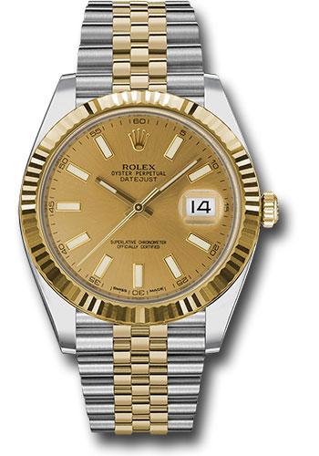 Rolex Steel and Yellow Gold Rolesor Datejust 41 Watch - Fluted Bezel - Champagne Index Dial - Jubilee Bracelet - 126333 chij