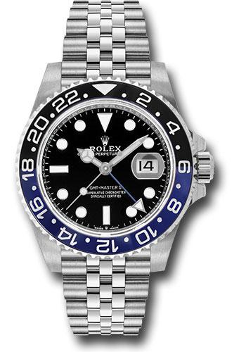 Rolex Steel GMT-Master II 40 Watch - Black And Blue Batman Bezel - Black Dial - Jubilee Bracelet - 126710BLNR