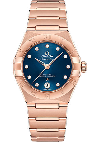 Omega Constellation Manhattan Co-Axial Master Chronometer Watch - 29 mm Sedna Gold Case - Blue Diamond Dial - 131.50.29.20.53.001