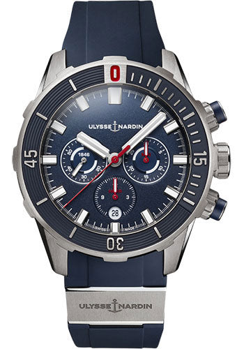 Ulysse Nardin Diver Chronograph 44 mm - Titanium Case - Blue Dial - Rubber Strap