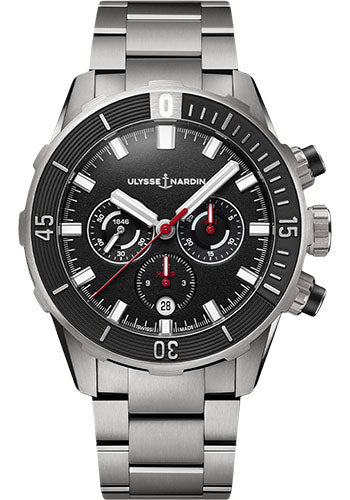 Ulysse Nardin Diver Chronograph 44 mm - Titanium Case - Black Dial - Steel Bracelet