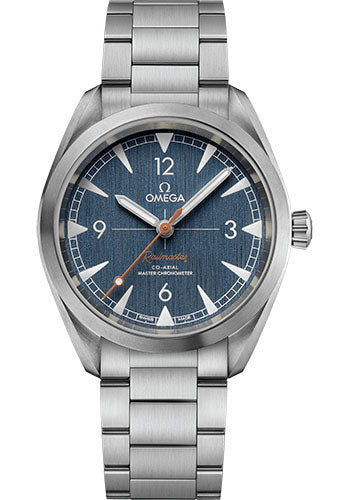 Omega Seamaster Railmaster Omega Co-Axial Master Chronometer Watch - 40 mm Steel Case - Vertically Brushed Blue Jeans Dial - 220.10.40.20.03.001