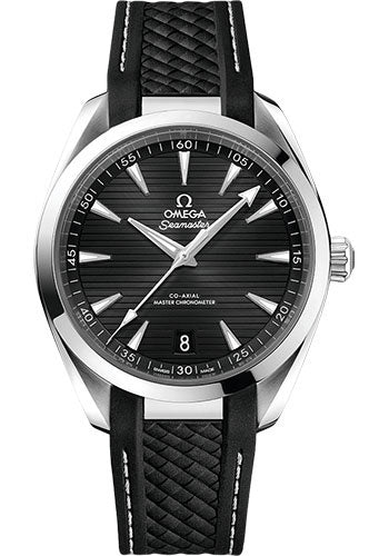 Omega Aqua Terra 150M Co-Axial Master Chronometer Watch - 41 mm Steel Case - Black Dial - Black Structured Rubber Strap - 220.12.41.21.01.001