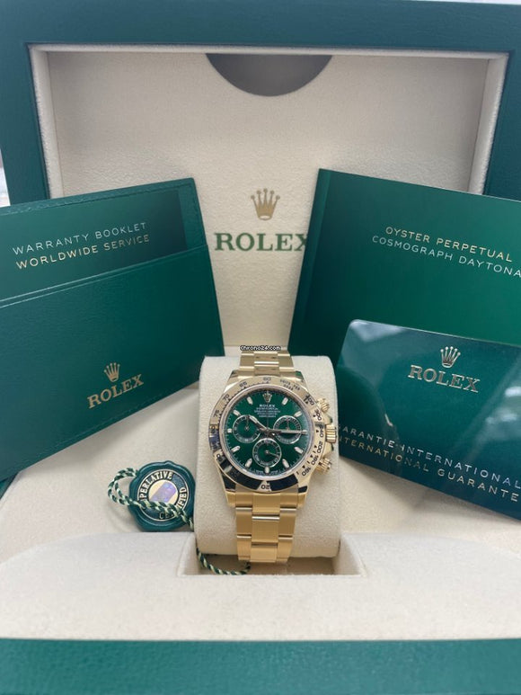 Rolex 116508 Cosmograph Daytona 18k Yellow Gold Oyster Bracelet 40mm Green Dial