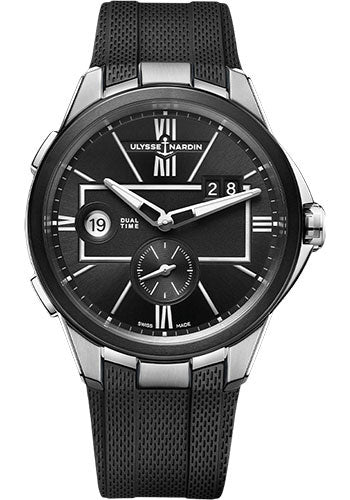 Ulysse Nardin Executive Dual Time 42 mm Beware of Blast - Steel Case - Black Dial - Rubber Strap