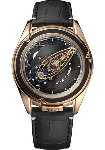 Ulysse Nardin Freak Vision 45 mm - Rose Gold Case - Black Dial - Leather Strap