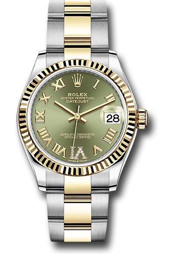 Rolex Steel and Yellow Gold Datejust 31 Watch - Fluted Bezel - Olive G