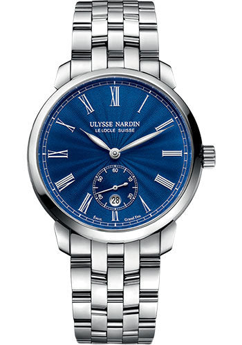 Ulysse Nardin Classico Manufacture 40 mm - Steel Case - Blue Enamel Dial - Steel Bracelet