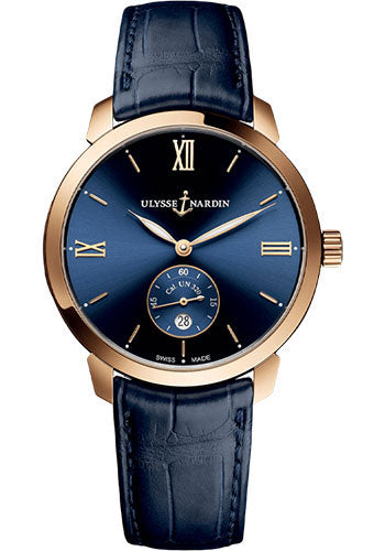 Ulysse Nardin Classico Manufacture 40 mm - Rose Gold Case - Blue Dial - Leather Strap