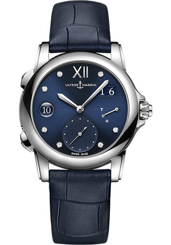 Ulysse Nardin Lady Dual Time 37.5 mm - Steel Case - Blue Dial - Leather Strap