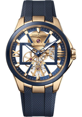 Ulysse Nardin Skeleton X 42 mm Beware of Blast - Rose Gold Case - Blue Dial - Rubber Strap