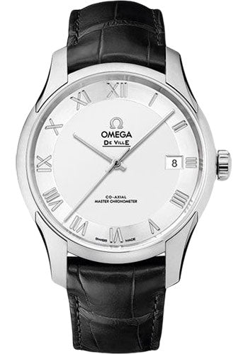 Omega De Ville Hour Vision Co-Axial Master Chronometer Watch - 41 mm Steel Case - Two-Zone -Silver Dial - Black Leather Strap - 433.13.41.21.02.001