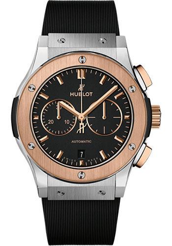 Hublot Classic Fusion Chronograph Titanium King Gold Watch - 42 mm - Black Dial - Black Lined Rubber Strap-541.NO.1181.RX