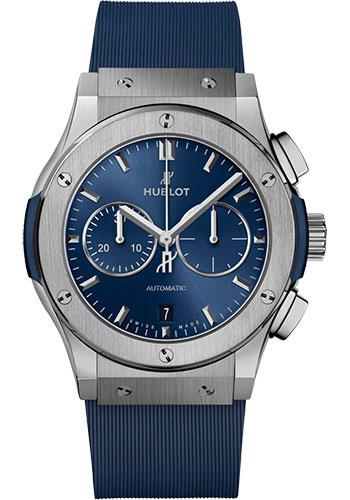 Hublot Classic Fusion Chronograph Titanium Blue Watch - 42 mm - Blue Dial - Blue Lined Rubber Strap-541.NX.7170.RX