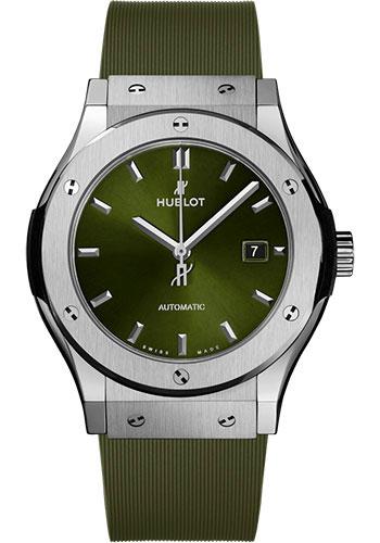 Hublot Classic Fusion Titanium Green Watch - 42 mm - Green Dial - Green Lined Rubber Strap-542.NX.8970.RX