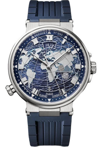 Breguet Marine Hora Mundi 5557 - White Gold Case - Blue Dial - Blue Rubber Strap - 5557BB/YS/5WV