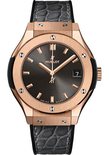 Hublot Classic Fusion Racing Grey King Gold Watch - 33 mm - Gray Dial - Black Rubber and Gray Leather Strap-581.OX.7081.LR