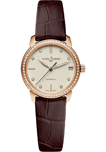 Ulysse Nardin Classico 31 mm - Rose Gold Case - Eggshell Diamond Dial - Leather Strap