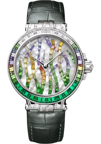 Breguet Marine Haute Joaillerie 9509 Emerald Poseidonia - White Gold Case - Mother-Of-Pearl Dial - Emerald Green Leather Strap - 9509BB/5E/984/ED0E