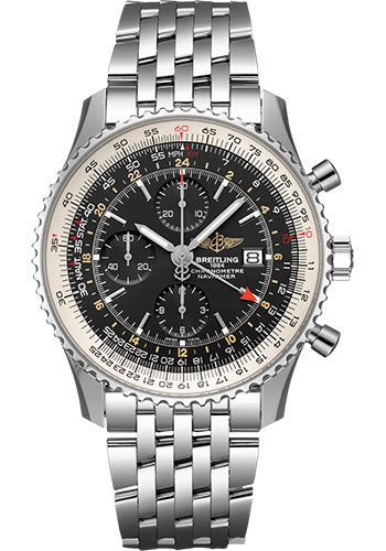 Breitling Navitimer Chronograph GMT 46 Watch - Stainless Steel - Black Dial - Metal Bracelet - A24322121B1A1