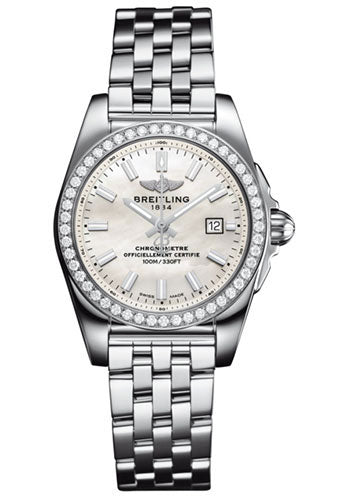 Breitling Galactic 29 SleekT Watch - Steel Case - Mother Of Pearl Dial - Steel Pilot Bracelet - A7234853/A784/791A