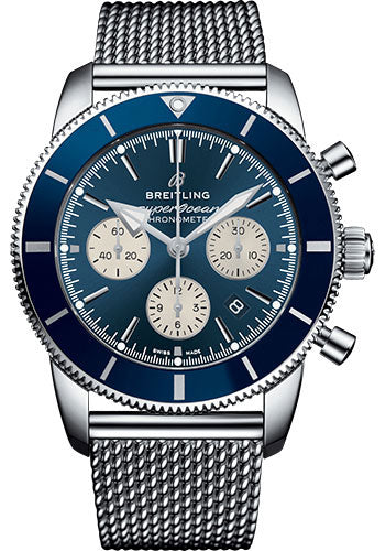 Breitling Superocean Heritage II B01 Chronograph 44 Watch - Steel Case - Blue Dial - Steel Aero Classic Bracelet - AB0162161C1A1