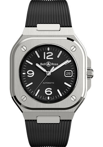 Bell & Ross BR 05 Black Steel Watch - Black Rubber Strap