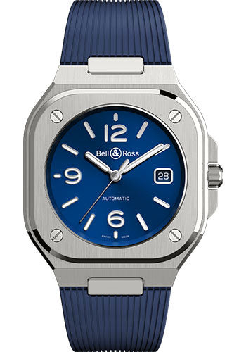 Bell & Ross BR 05 Blue Steel Watch - Blue Rubber Strap