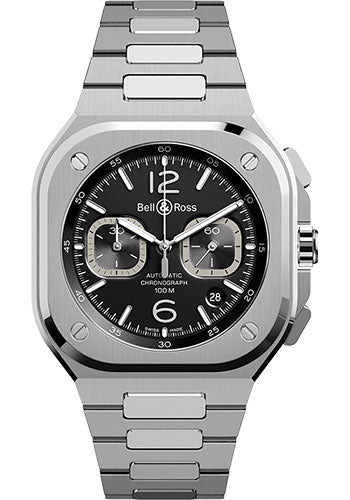 Bell & Ross BR 05 Chrono Black Steel - Steel Bracelet