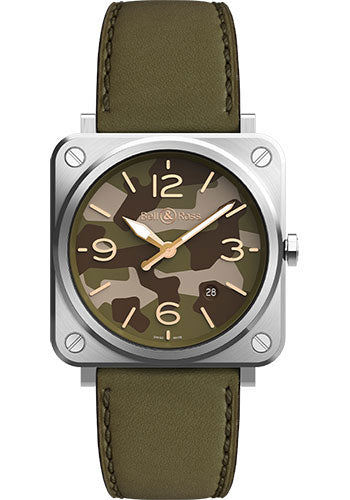 Bell & Ross BR S Green Camo Watch - Calfskin Strap