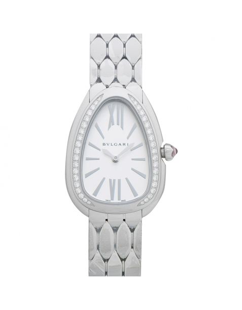 Bvlgari Serpenti Seduttori 33mm Quartz Silver Dial Diamond Bezel Ladies Watch