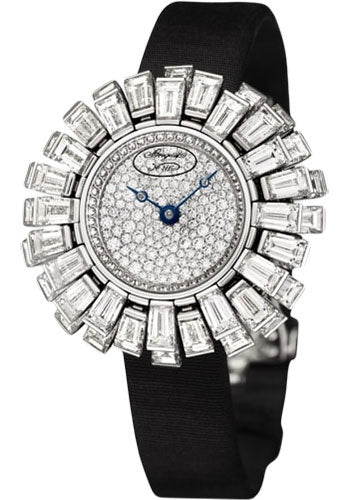 Breguet Petite Fleur GJE26BB20.8589DB1 - White Gold Case - Diamond Paved Dial - Black Satin Strap - GJE26BB20.8589/DB1