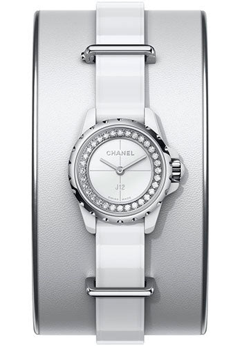 Chanel J12áXS Quartz Watch - 19mm White Ceramic And Steel Case - White Diamond Dial - White Matte Strap - H4664