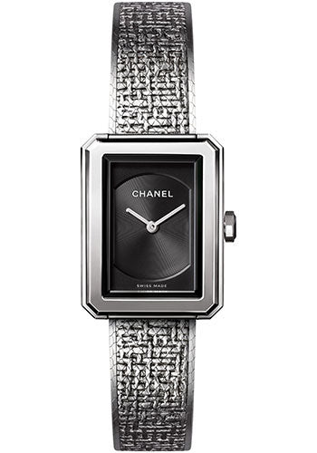 Chanel BOYFRIEND TWEED Quartz Watch - Small Steel Case - Black Dial - Steel Bracelet - H4876