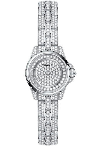 Chanel J12áXS High Jewelry Quartz Watch - 19mm White Gold Diamond Case - Diamond Bezel - White Gold Diamond Dial - White Gold Bracelet - H4937