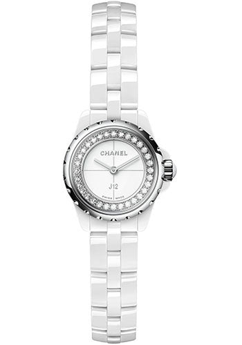 Chanel J12_XS Quartz Watch - 19mm White Ceramic And Steel Case - White Diamond Dial - White Ceramic Bracelet - H5237