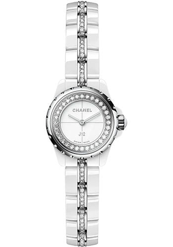 Chanel J12_XS Quartz Watch - 19mm White Ceramic And Steel Case - White Diamond Dial - White Ceramic And Steel Bracelet - H5238