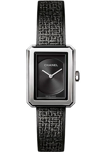 Chanel BOYFRIEND TWEED Quartz Watch - Small Steel Case - Black Dial - Steel Bracelet - H5317