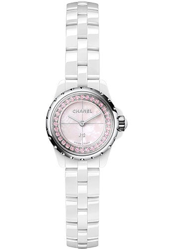 Chanel J12_XS Quartz Watch - 19mm White High-Tech Ceramic And Steel Case - Pink Mother Of Pearl Dial - White High-Tech Ceramic Bracelet Limited Edition of 1,200 - H5512