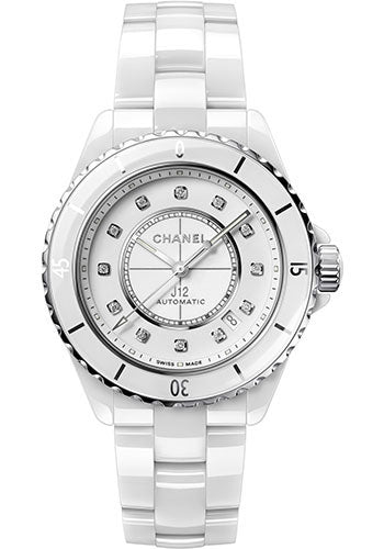 Chanel J12 Automatic Watch - 38mm White Ceramic And Steel Case - White Diamond Dial - White Ceramic Bracelet - H5705