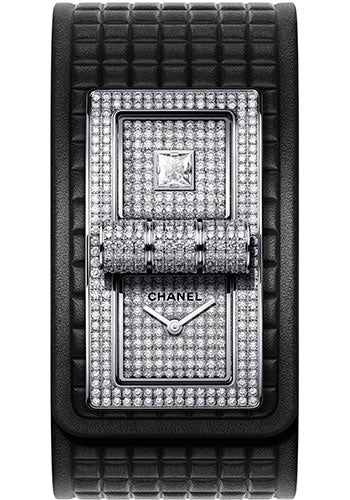 Chanel CODE COCO Quartz Watch - White Gold Case - Diamond Bezel - Double White Gold Dial - Black Strap Limited Edition of 20 - H6018