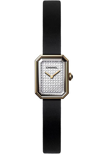 Chanel Premiere Velours Quartz Watch - Yellow Gold Case - Black Rubber Strap - H6126