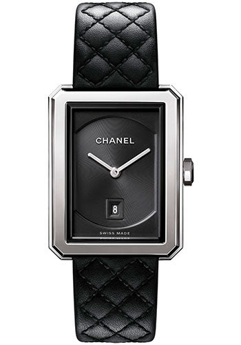 Chanel BOYFRIEND Quartz Watch - Medium Steel Case - Black Dial - Black Strap - H6585