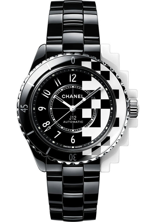 Chanel J12 CYBERNETIC Automatic Watch - 38mm Black Ceramic And Steel Case - Black Dial - Black Ceramic Bracelet - H7988